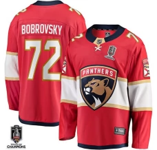 Miesten Florida Panthers Sergei Bobrovsky 72 Pelipaita 2024 Stanley Cup Champions Patch Punainen Breakaway Koti