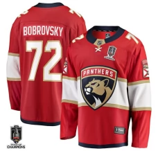 Miesten Florida Panthers Sergei Bobrovsky 72 Pelipaita 2025 Stanley Cup Champions Patch Punainen Breakaway Koti