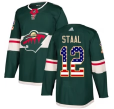 Miesten Minnesota Wild Eric Staal 12 Pelipaita USA Flag Fashion Vihreä Authentic