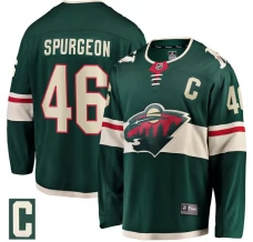 Miesten Minnesota Wild Jared Spurgeon 46 Pelipaita Captain Patch Vihreä Breakaway Koti