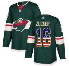Miesten Minnesota Wild Jason Zucker 16 Pelipaita USA Flag Fashion Vihreä Authentic
