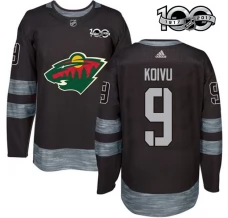 Miesten Minnesota Wild Mikko Koivu 9 Pelipaita 1917-2017 100th Anniversary Patch Musta Authentic
