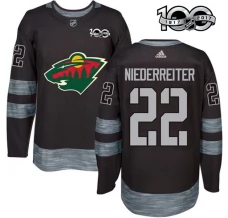 Miesten Minnesota Wild Nino Niederreiter 22 Pelipaita 1917-2017 100th Anniversary Patch Musta Authentic