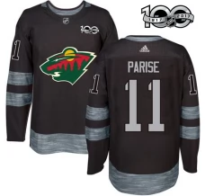 Miesten Minnesota Wild Zach Parise 11 Pelipaita 1917-2017 100th Anniversary Patch Musta Authentic