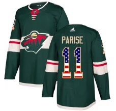 Miesten Minnesota Wild Zach Parise 11 Pelipaita USA Flag Fashion Vihreä Authentic