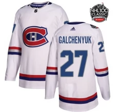 Miesten Montreal Canadiens Alex Galchenyuk 27 Pelipaita 2017 100 Classic Patch Valkoinen Authentic