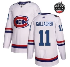 Miesten Montreal Canadiens Brendan Gallagher 11 Pelipaita 2017 100 Classic Patch Valkoinen Authentic