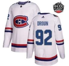 Miesten Montreal Canadiens Jonathan Drouin 92 Pelipaita 2017 100 Classic Patch Valkoinen Authentic