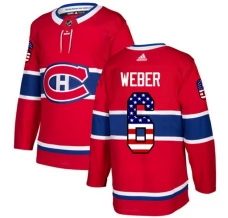 Miesten Montreal Canadiens Shea Weber 6 Pelipaita USA Flag Fashion Punainen Authentic