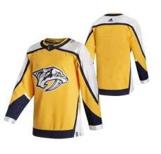 Miesten Nashville Predators Blank Pelipaita 2020-21 Reverse Retro Keltainen Authentic