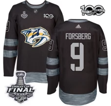 Miesten Nashville Predators Filip Forsberg 9 Pelipaita 2017 Stanley Cup Final 100th Anniversary Patches Musta Authentic