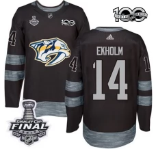 Miesten Nashville Predators Mattias Ekholm 14 Pelipaita 2017 Stanley Cup Final 100th Anniversary Patches Musta Authentic