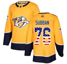 Miesten Nashville Predators P.K Subban 76 Pelipaita USA Flag Fashion Kulta Authentic