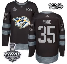 Miesten Nashville Predators Pekka Rinne 35 Pelipaita 2017 Stanley Cup Final 100th Anniversary Patches Musta Authentic