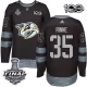 Miesten Nashville Predators Pekka Rinne 35 Pelipaita 2017 Stanley Cup Final 100th Anniversary Patches Musta Authentic