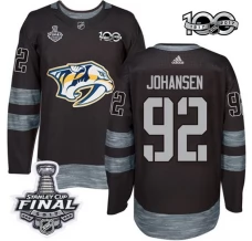 Miesten Nashville Predators Ryan Johansen 92 Pelipaita 2017 Stanley Cup Final 100th Anniversary Patches Musta Authentic