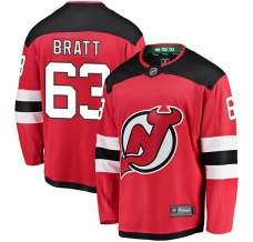 Miesten New Jersey Devils Jesper Bratt 63 Pelipaita Punainen Breakaway Koti