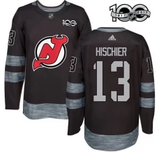 Miesten New Jersey Devils Nico Hischier 13 Pelipaita 1917-2017 100th Anniversary Patch Musta Authentic