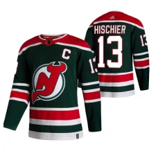 Miesten New Jersey Devils Nico Hischier 13 Pelipaita 2020-21 Reverse Retro Vihreä Authentic