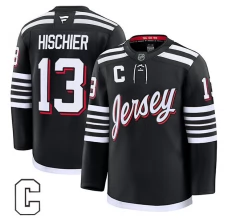 Miesten New Jersey Devils Nico Hischier 13 Pelipaita Captain Patch Musta Premium Vaihtoehtoinen