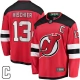 Miesten New Jersey Devils Nico Hischier 13 Pelipaita Captain Patch Punainen Breakaway Koti