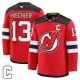 Miesten New Jersey Devils Nico Hischier 13 Pelipaita Captain Patch Punainen Premium Koti