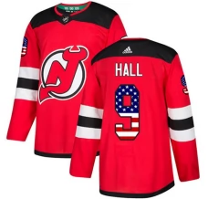 Miesten New Jersey Devils Taylor Hall 9 Pelipaita USA Flag Fashion Punainen Authentic