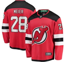Miesten New Jersey Devils Timo Meier 28 Pelipaita Punainen Breakaway Koti