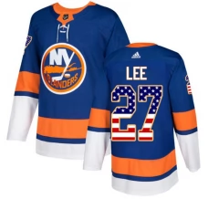 Miesten New York Islanders Anders Lee 27 Pelipaita USA Flag Fashion Sininen Authentic