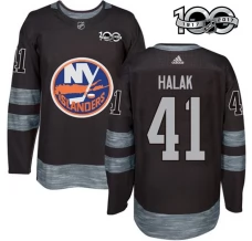 Miesten New York Islanders Jaroslav Halak 41 Pelipaita 1917-2017 100th Anniversary Patch Musta Authentic