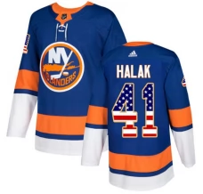 Miesten New York Islanders Jaroslav Halak 41 Pelipaita USA Flag Fashion Sininen Authentic