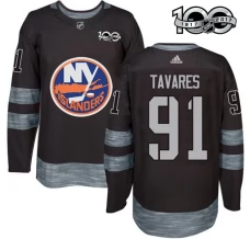 Miesten New York Islanders John Tavares 91 Pelipaita 1917-2017 100th Anniversary Patch Musta Authentic