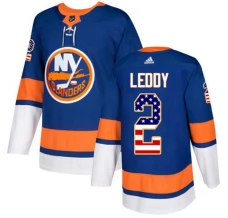 Miesten New York Islanders Nick Leddy 2 Pelipaita USA Flag Fashion Sininen Authentic