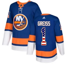 Miesten New York Islanders Thomas Greiss 1 Pelipaita USA Flag Fashion Sininen Authentic
