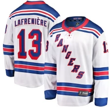 Miesten New York Rangers Alexis Lafrenière 13 Pelipaita Valkoinen Premier Breakaway Vieras