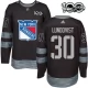 Miesten New York Rangers Henrik Lundqvist 30 Pelipaita 1917-2017 100th Anniversary Patch Musta Authentic