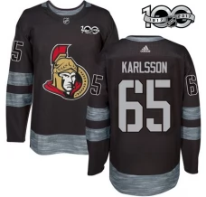 Miesten Ottawa Senators Erik Karlsson 65 Pelipaita 1917-2017 100th Anniversary Patch Musta Authentic