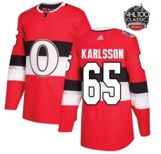 Miesten Ottawa Senators Erik Karlsson 65 Pelipaita 2017 100 Classic Patch Punainen Authentic