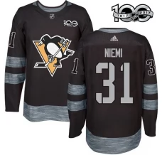Miesten Pittsburgh Penguins Antti Niemi 31 Pelipaita 1917-2017 100th Anniversary Patch Musta Authentic