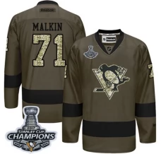 Miesten Pittsburgh Penguins Evgeni Malkin 71 Pelipaita 2017 Stanley Cup Champions Patch Camo Green Authentic