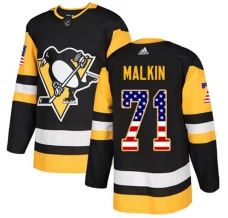 Miesten Pittsburgh Penguins Evgeni Malkin 71 Pelipaita USA Flag Fashion Musta Authentic