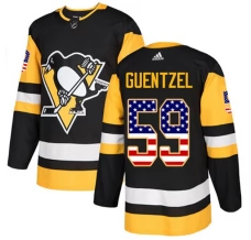 Miesten Pittsburgh Penguins Jake Guentzel 59 Pelipaita USA Flag Fashion Musta Authentic