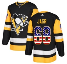 Miesten Pittsburgh Penguins Jaromir Jagr 68 Pelipaita USA Flag Fashion Musta Authentic