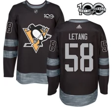 Miesten Pittsburgh Penguins Kris Letang 58 Pelipaita 1917-2017 100th Anniversary Patch Musta Authentic