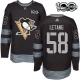 Miesten Pittsburgh Penguins Kris Letang 58 Pelipaita 1917-2017 100th Anniversary Patch Musta Authentic