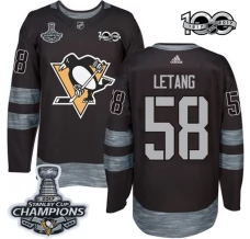 Miesten Pittsburgh Penguins Kris Letang 58 Pelipaita 2017 Stanley Cup Champions 100th Anniversary Patches Musta Authentic