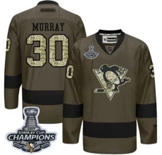 Miesten Pittsburgh Penguins Matt Murray 30 Pelipaita 2017 Stanley Cup Champions Patch Camo Green Authentic