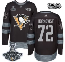 Miesten Pittsburgh Penguins Patric Hornqvist 72 Pelipaita 2017 Stanley Cup Champions 100th Anniversary Patches Musta Authentic