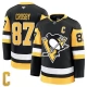Miesten Pittsburgh Penguins Sidney Crosby 87 Pelipaita Captain Patch Musta Premium Koti