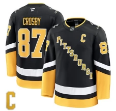 Miesten Pittsburgh Penguins Sidney Crosby 87 Pelipaita Captain Patch Musta Premium Vaihtoehtoinen
